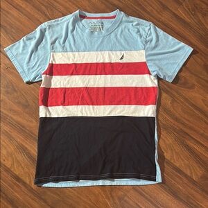 Nautica Color-Block Tee Blue and Red Short Sleeve